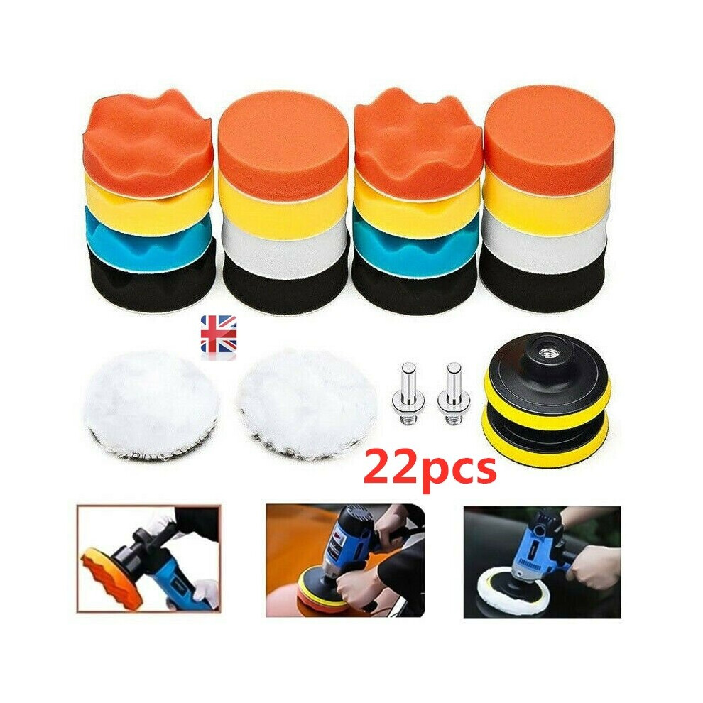 22pcs Buffing Waxing Polishing Sponge Pads Kit For Car Polisher Drill