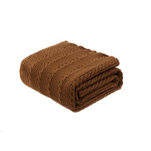 (Coffee) Knitted Twist Throw Blankets with Lovely Tassels , Lightweight and Soft  Blanket for Sofa Bed, Solid Color Decorative  Blanket