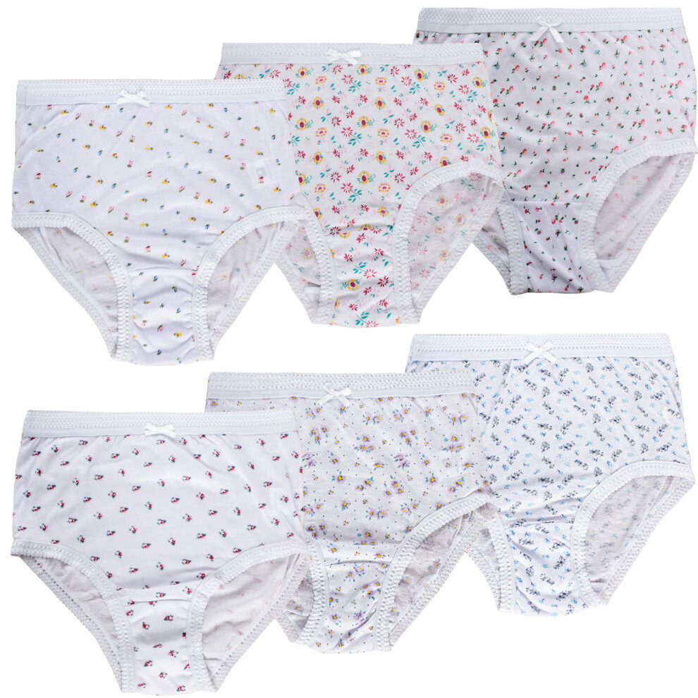 (Floral, M) 3 Pack Ladies Knickers Full Briefs Size M-3XL