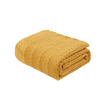 (Yellow) Knitted Twist Throw Blankets with Lovely Tassels , Lightweight and Soft  Blanket for Sofa Bed, Solid Color Decorative  Blanket