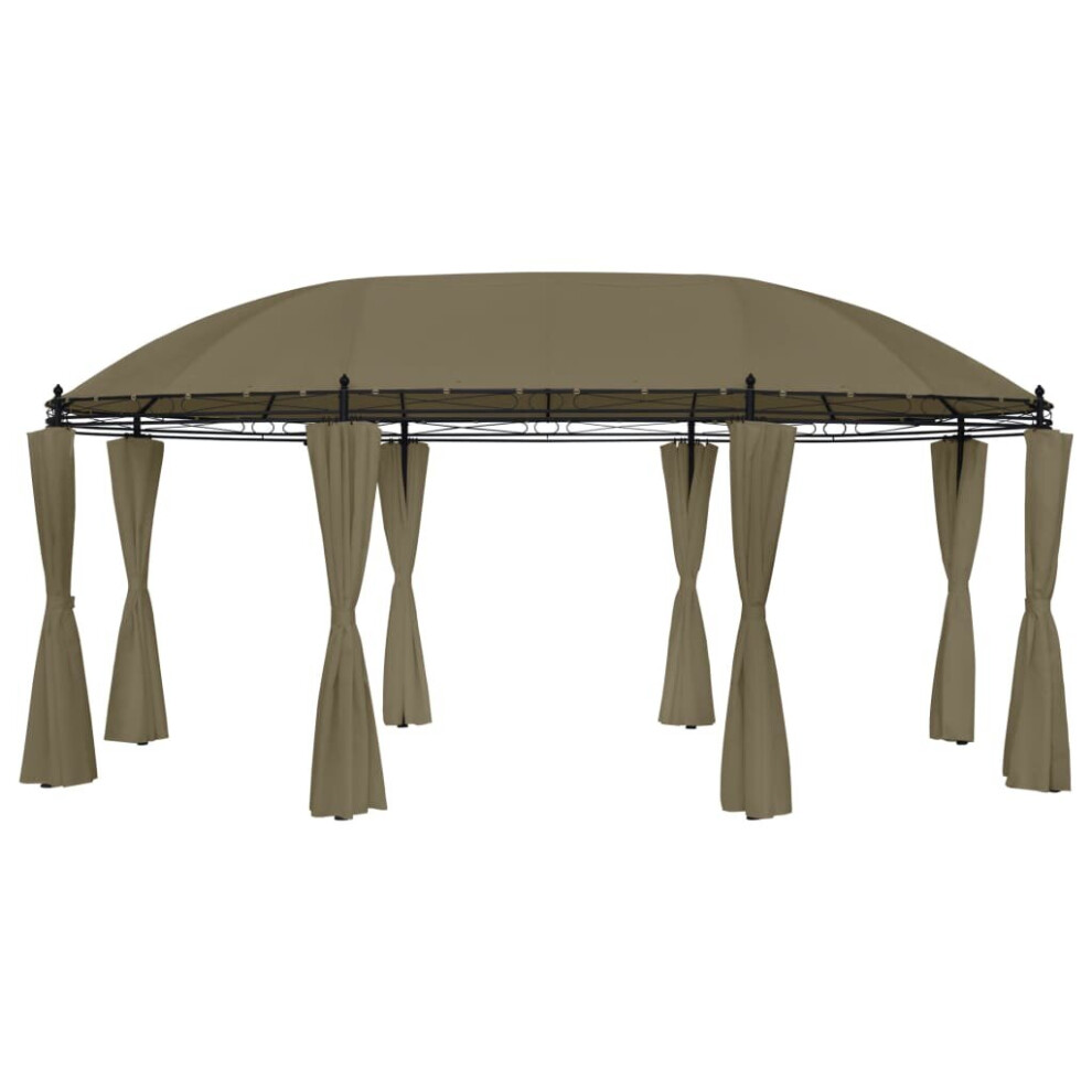 vidaXL Gazebo with Curtains 5.3x3.5x2.65 m Taupe 180 g/mÂ² Garden Patio Canopy