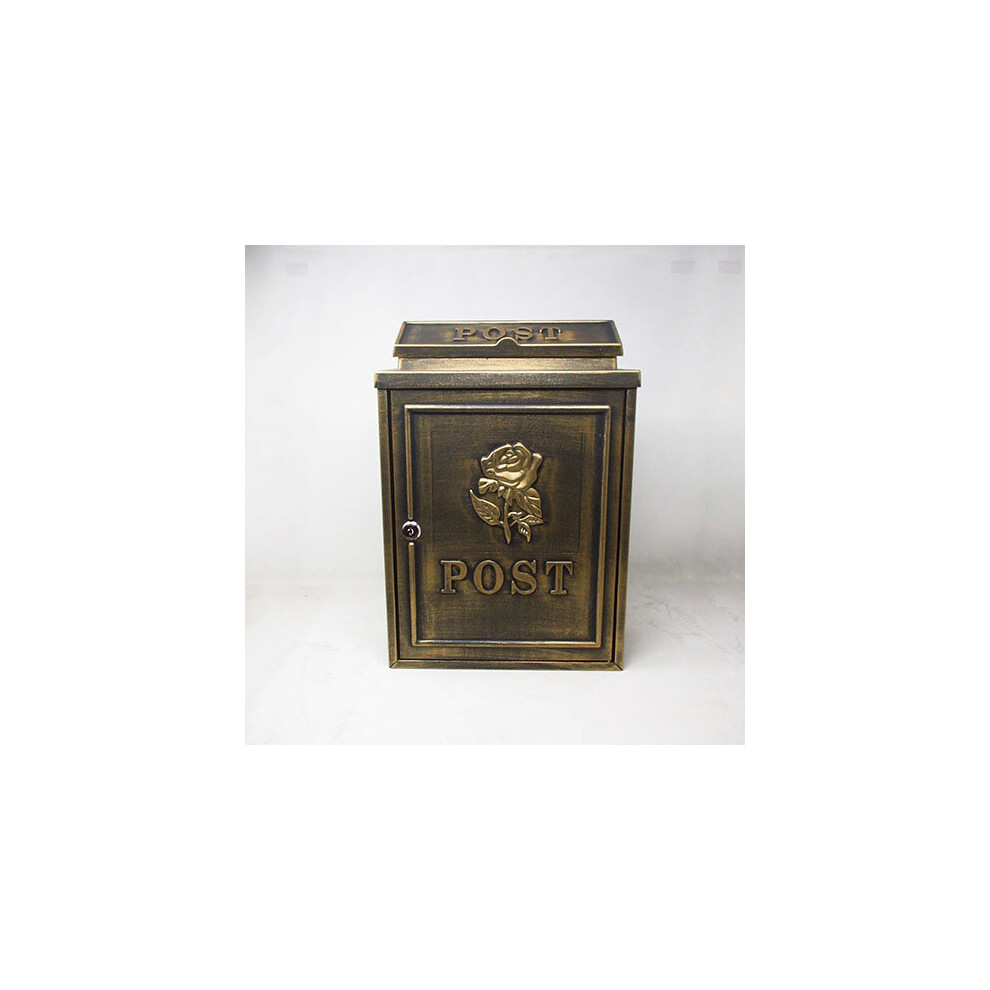 (Bronze) DWD Vintage Decor Post Mail Letter Box with Rose
