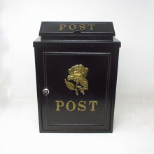 (Gold) DWD Vintage Decor Post Mail Letter Box with Rose