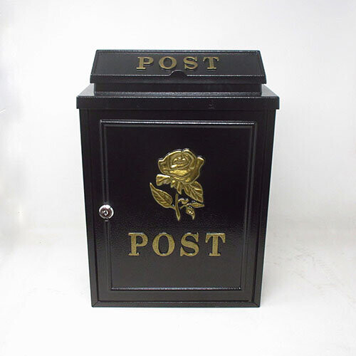 (Gold) DWD Vintage Decor Post Mail Letter Box with Rose