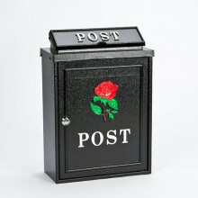 (Red) DWD Vintage Decor Post Mail Letter Box with Rose