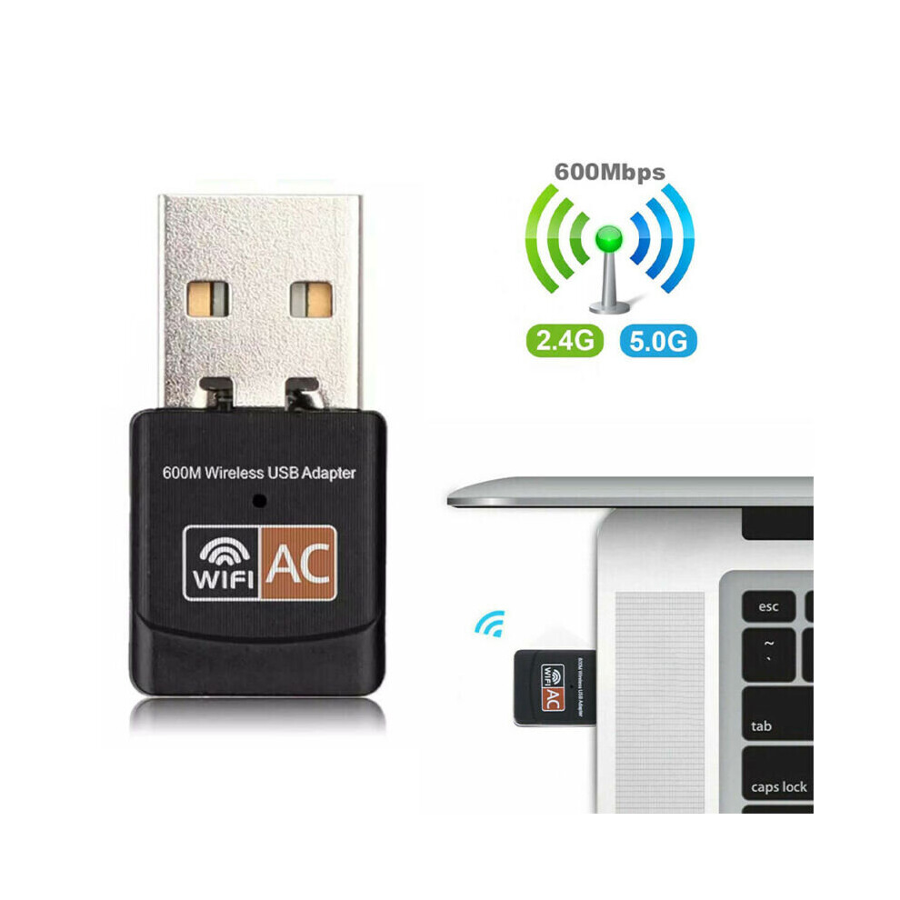 600Mbps Dual Band USB WiFi Wireless Dongle AC600 Lan Network Adapter 5GHz 2.4GHz