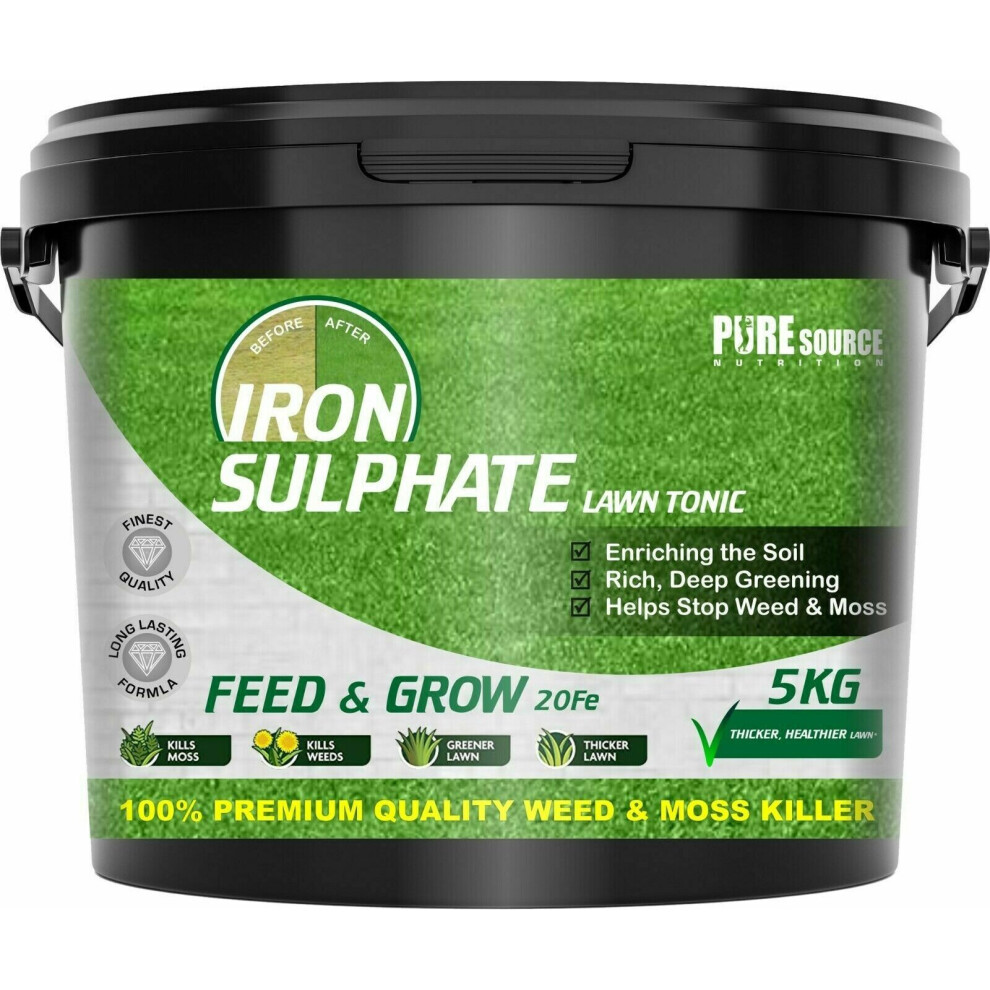 PSN Iron Sulphate 5Kg Ferrous Lawn Tonic Grass Feed Water Soluble