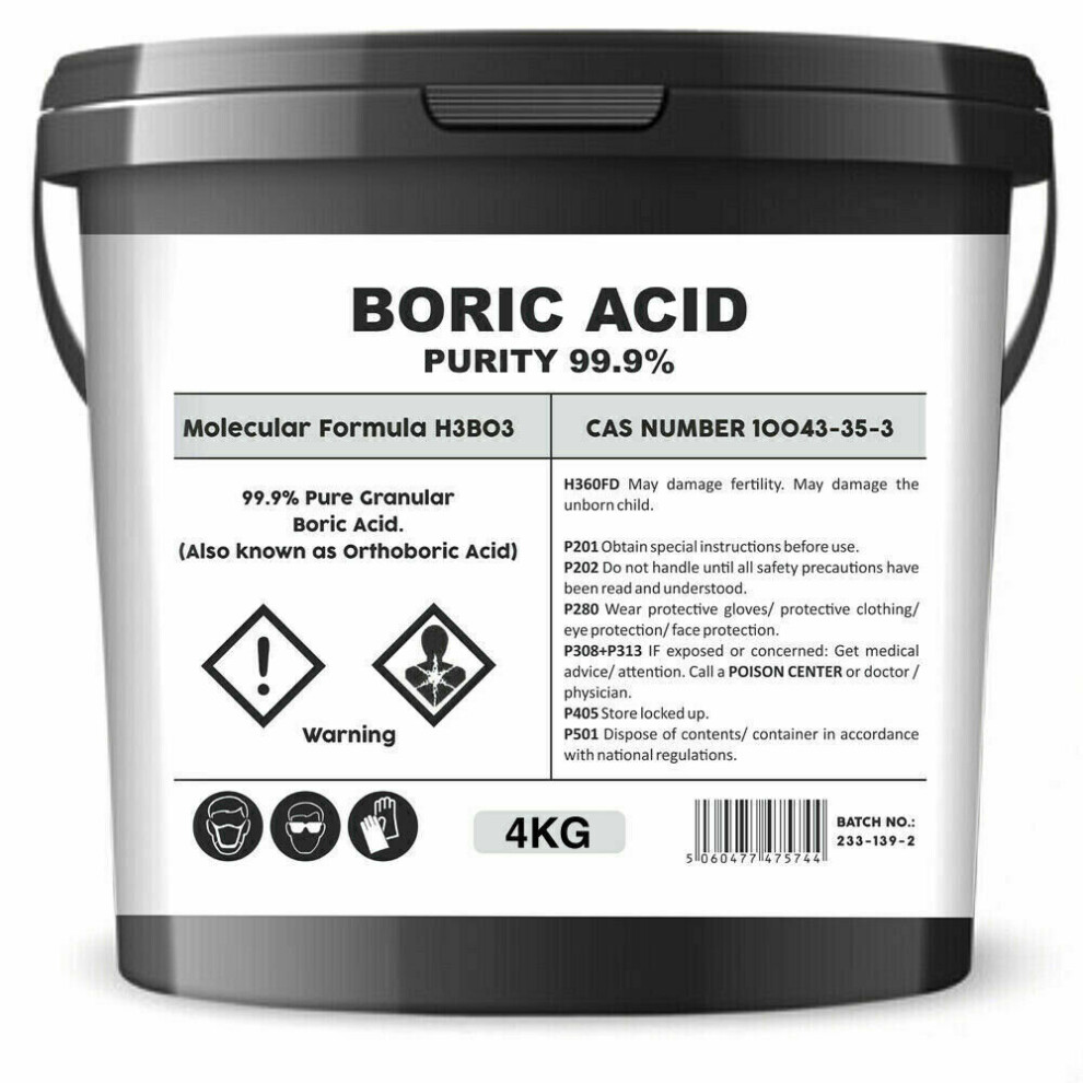 (4Kg) Boric Acid 99.9% Hydrogen Borate Acid PSN Bucket