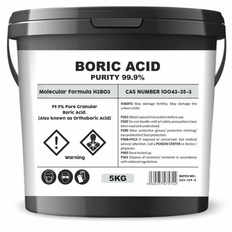 (5Kg) Boric Acid 99.9% Hydrogen Borate Acid PSN Bucket