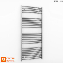 (600 x 1200mm (BTU: 1528)) Curved Chrome Bathroom Designer Towel Radiator