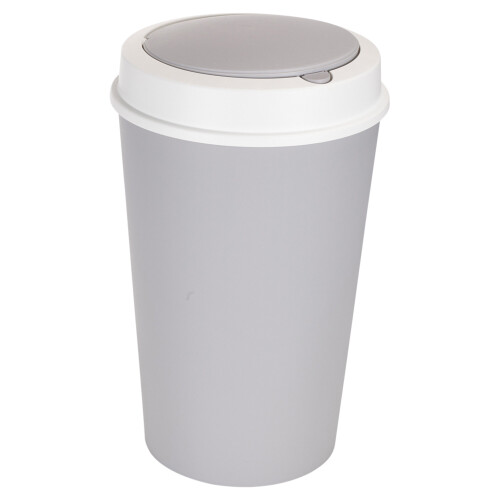 URBN Living (25L, Grey) Round Plastic Bin Recycling Dustbin Recycle Waste Two Way Lid 2