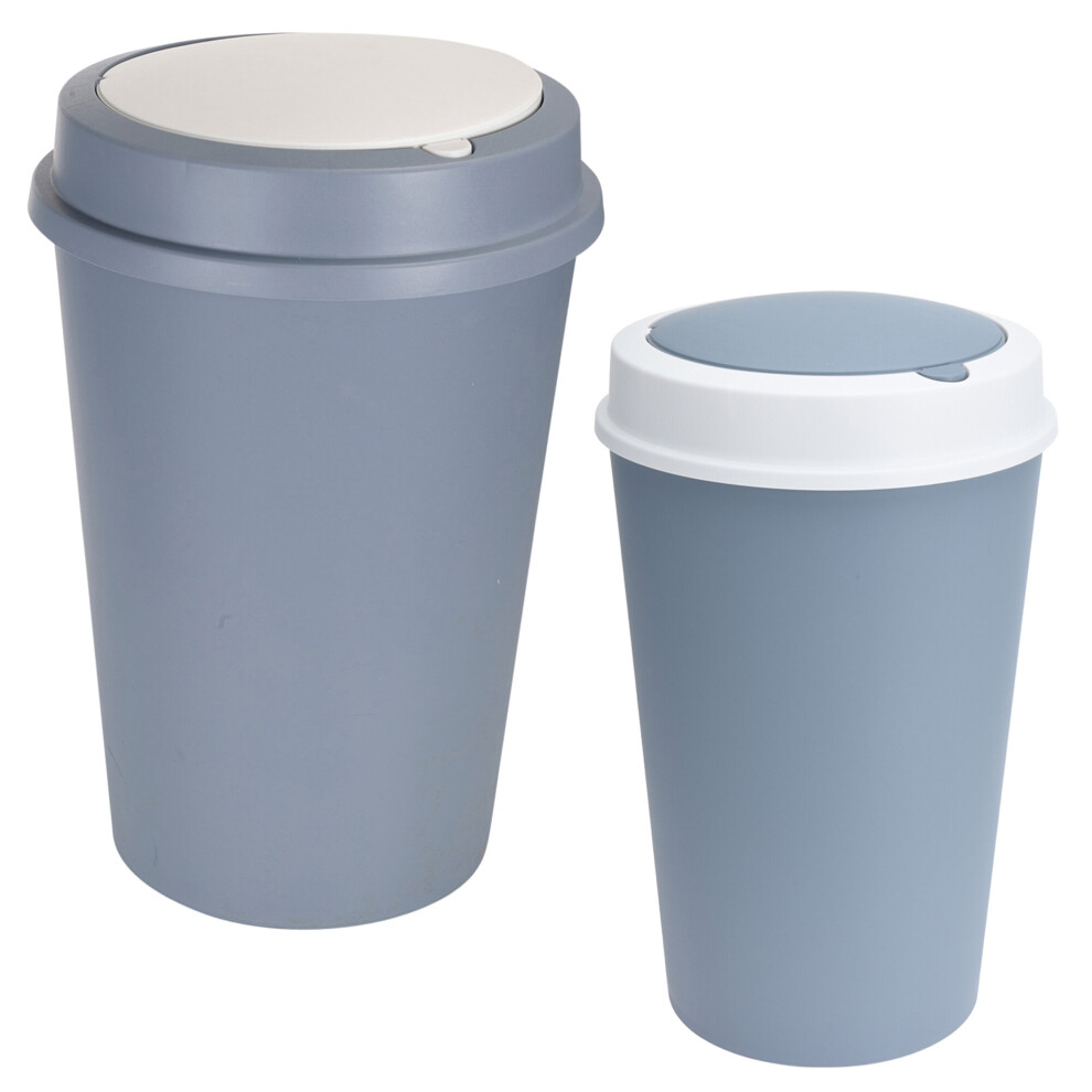 Urbn Living (25L, ) Round Plastic Bin Recycling Dustbin Recycle Waste Two Way Lid Blue