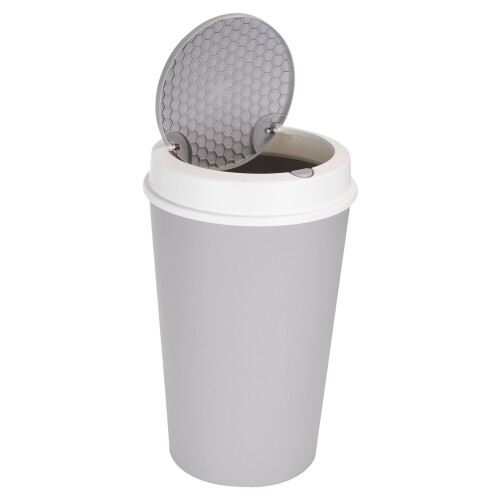 URBN Living (25L, Grey) Round Plastic Bin Recycling Dustbin Recycle Waste Two Way Lid 1