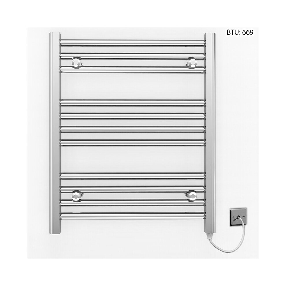 (500 X 600Mm (Btu: 669)) Chrome Electric Bathroom Towel Rail Radiator 7427268763431