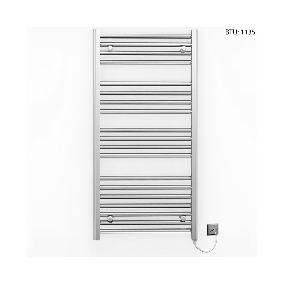 (500 X 1000Mm (Btu: 1,135)) Chrome Electric Bathroom Towel Rail Radiator 7427268763479