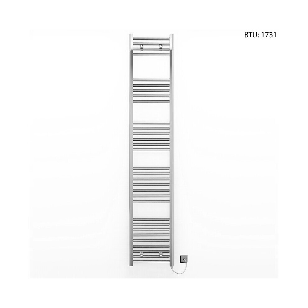 (400 X 1800Mm (Btu: 1,731)) Chrome Electric Bathroom Towel Rail Radiator 7427268763301