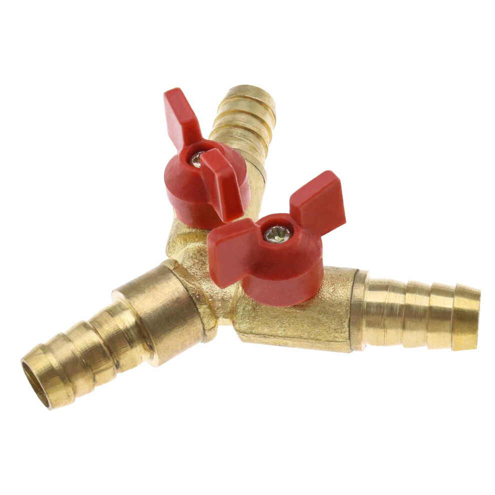 3/8Inch/10Mm Brass Y-Shaped 3 Way Hose Joiner Tubing Shut Off Ball Valve 4894670696726