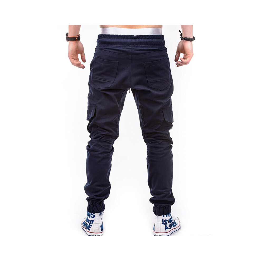 Navy Blue 3XL Mens Loose Solid Color Joggers Sports Pants Long Trousers Running Fit Sweatpants on OnBuy