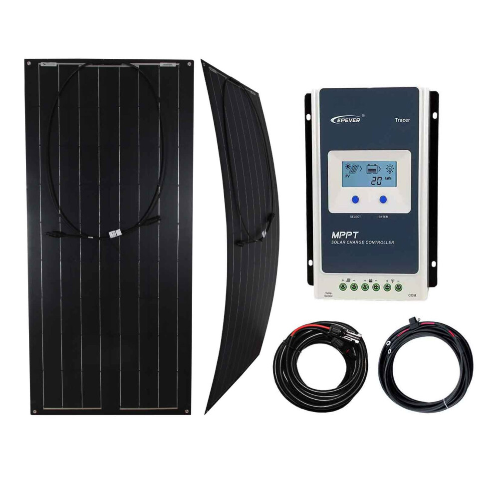 100w Black Flexible Solar Panel Charging Kit Caravan MPPT Charger Controller K4