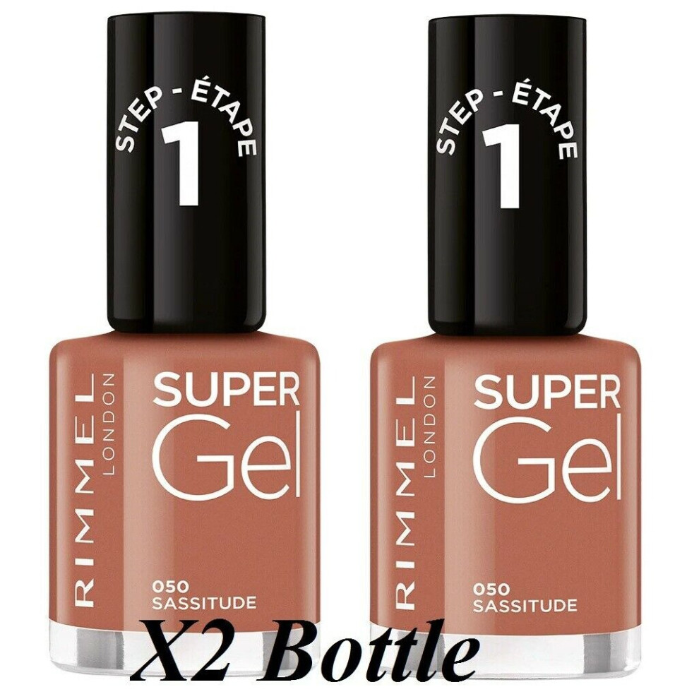 X2 Rimmel Super Gel Nail Paint - Sassitude 050 Shade 12ml Bottle