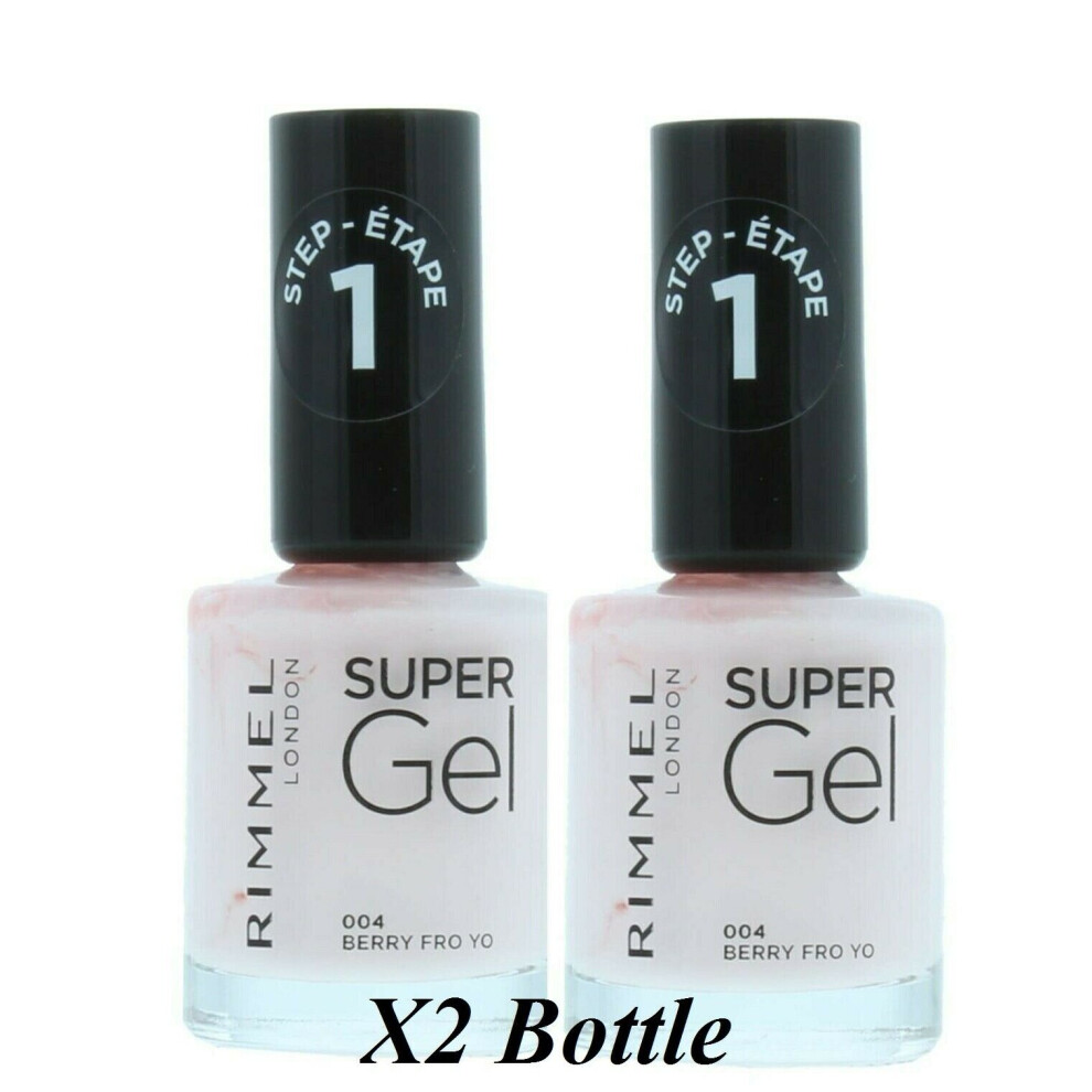 X2 Rimmel Super Gel Nail Paint - Berry Fro Yo 004 Shade 12ml