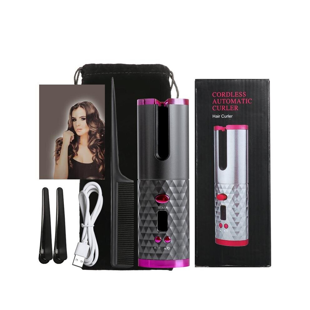 Black (Black) Lcd Display Usb Rechargeable Cordless Curls Waves