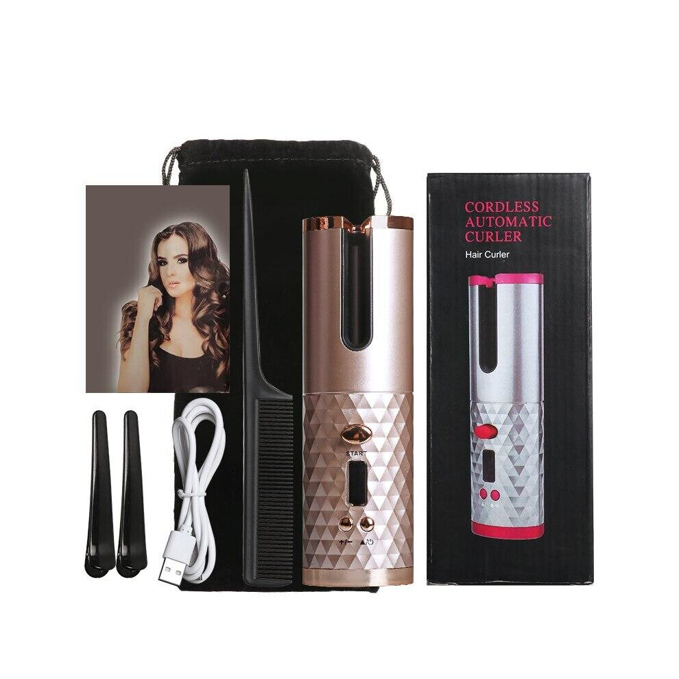 Gold (Gold) Lcd Display Usb Rechargeable Cordless Curls Waves