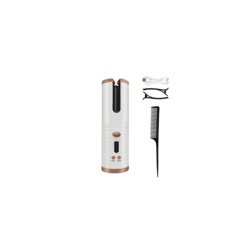 (White) Cordless Automatic Hair Curler, Auto Rotating Curling For Curly Machine Or Waves Hair