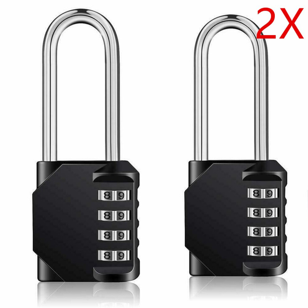 2Pack Padlock Extra Long Shackle 4 Digit Number Combination Lock