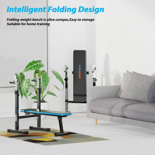 WINNOW Adjustable Weight Bench with Dip Station Folding Heavy Duty