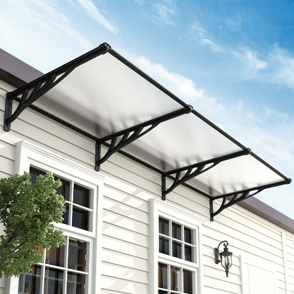 (L270*W90*H28) Black Straight Door Canopy Awning Shade Shelter