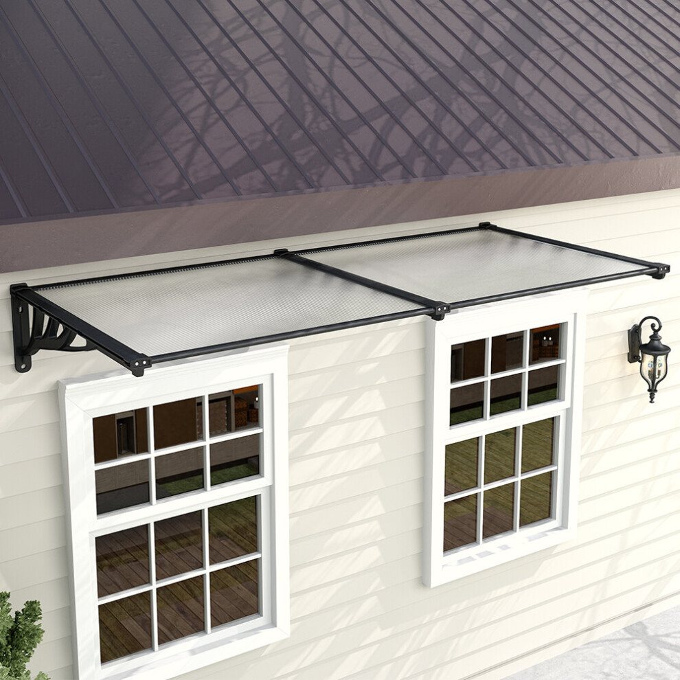 (L190*W90*H28) Black Straight Door Canopy Awning Shade Shelter