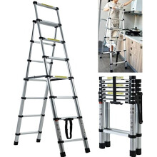 (7 Steps) Step Ladder Aluminium  Folding Portable Anti-Slip Safety Telescopic Stepladder