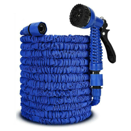 (Blue, 200FT) 50FT-200FT Garden Hose Pipe Expandable Compact Flexible Stretch Water Spray Gun