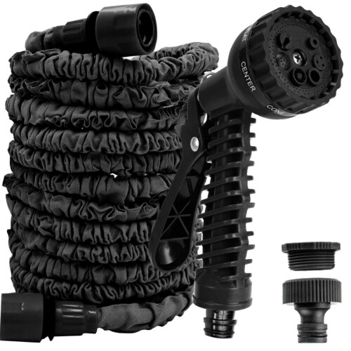 (Black, 75FT) 50FT-200FT Garden Hose Pipe Expandable Compact Flexible Stretch Water Spray Gun