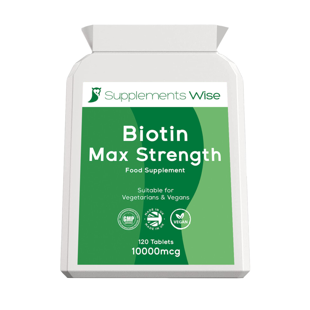 Biotin Max Strength 120 X 10000mcg Tablets Hair & Nail Growth Product