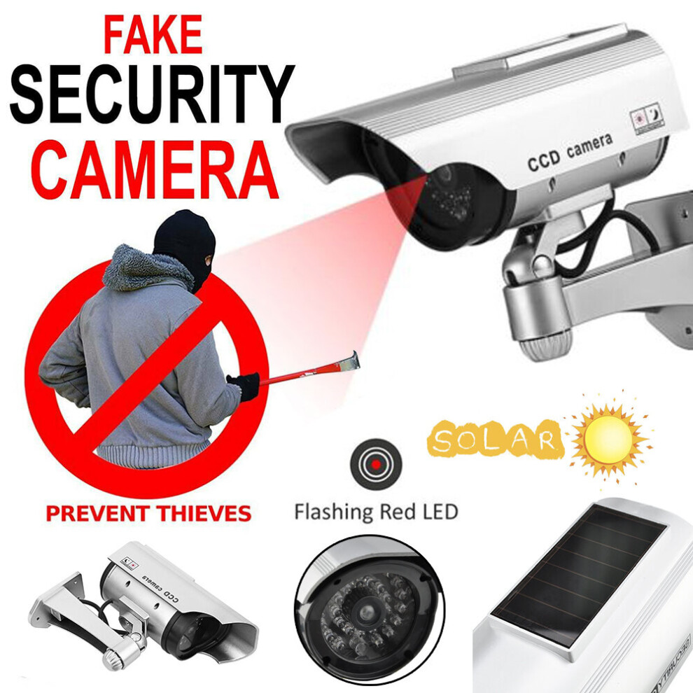Solar Power Fake Camera Outdoor Security Cctv Dummy Led Flashing 097326000210
