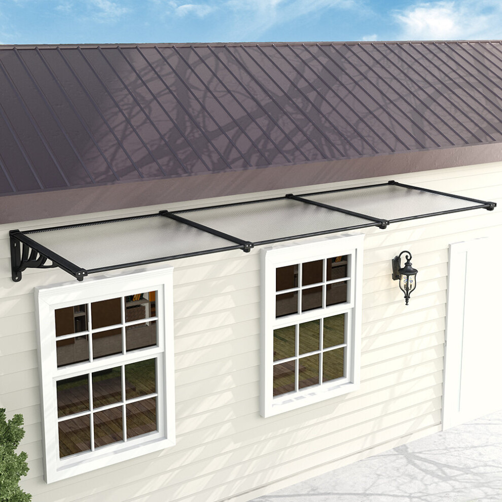 Black Straight Door Canopy Awning Shade Shelter, 270cm W x 90cm D x 28cm H
