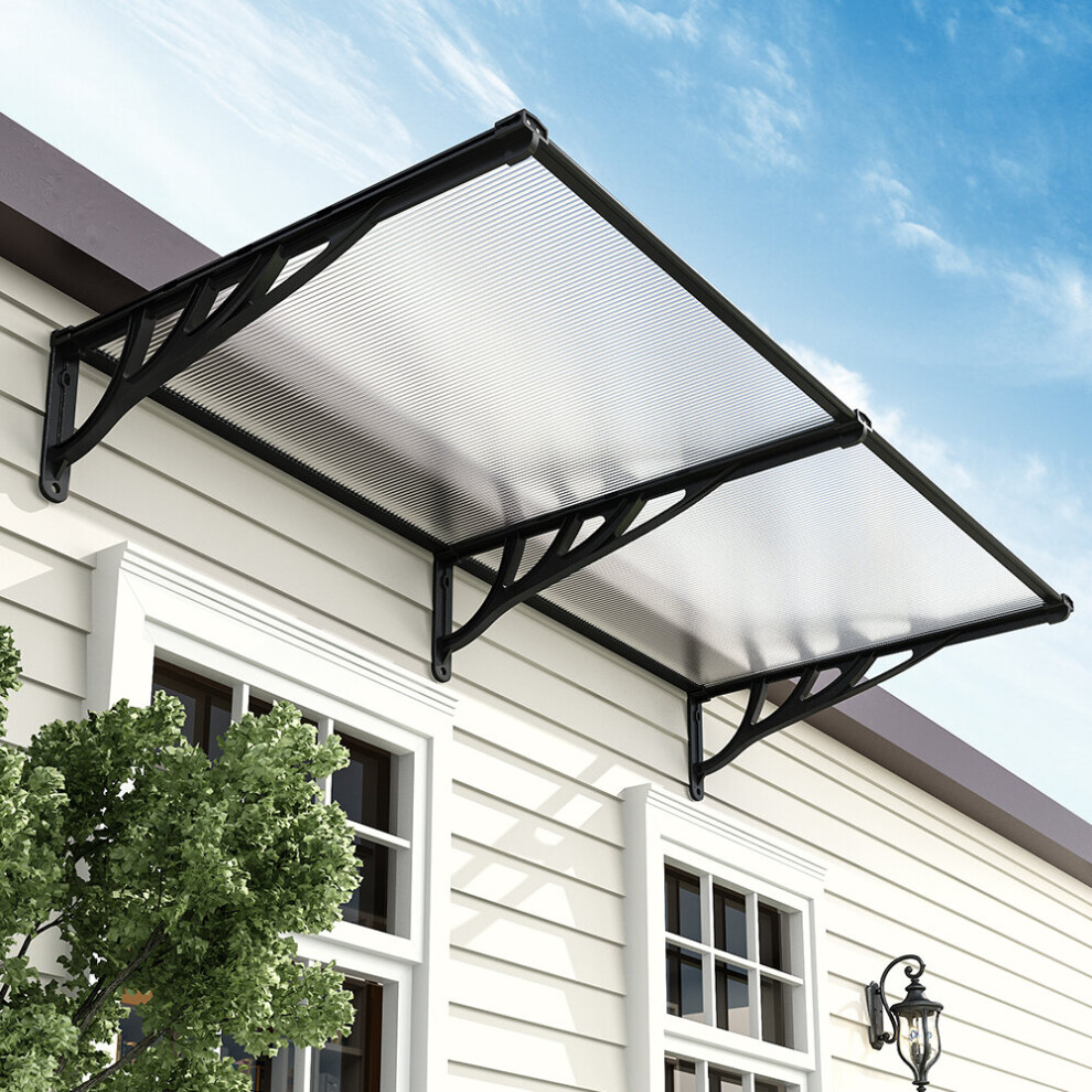 Black Straight Door Canopy Awning Shade Shelter, 190x90x28CM