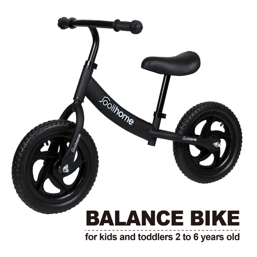 (Black) Balance Bike 12" for 2-6 years old Boys and Girls