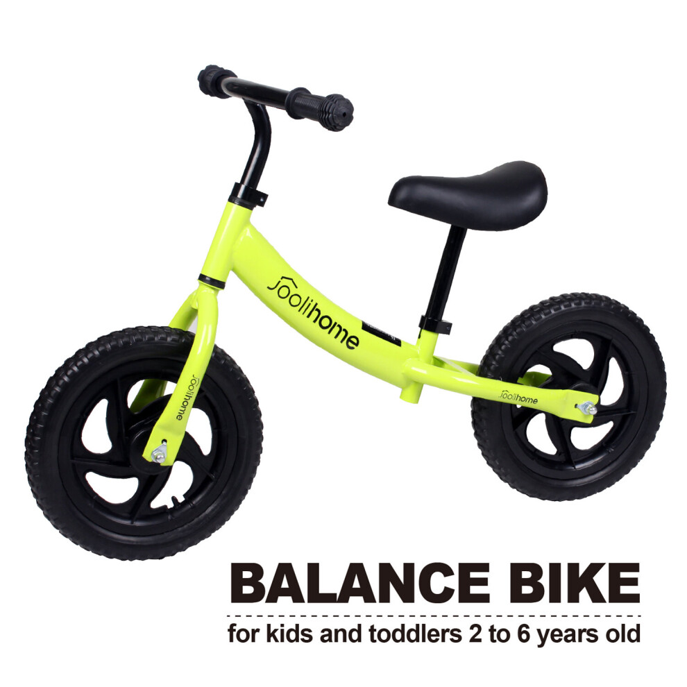 (Green) Balance Bike 12" for 2-6 years old Boys and Girls