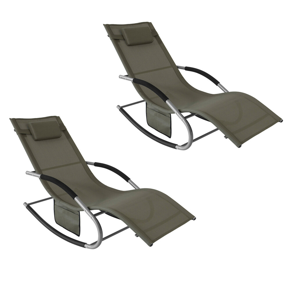 SoBuy Set of 2 Outdoor Garden Rocking Chair Relaxing Chair OGS28-BR x2