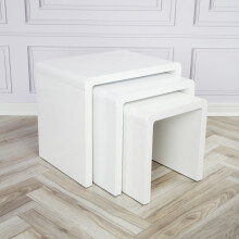 (White) Charles Jacobs Gloss Coffee | Side | End Nest of Tables - Set of 3