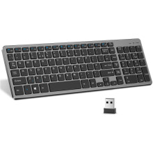 Wireless Keyboard, 2.4GHz Ultra Slim Rechargeable Wireless Keyboard with Numeric Keypad for Computer, PC, Laptop