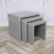 (Grey) Charles Jacobs Gloss Coffee | Side | End Nest of Tables - Set of 3