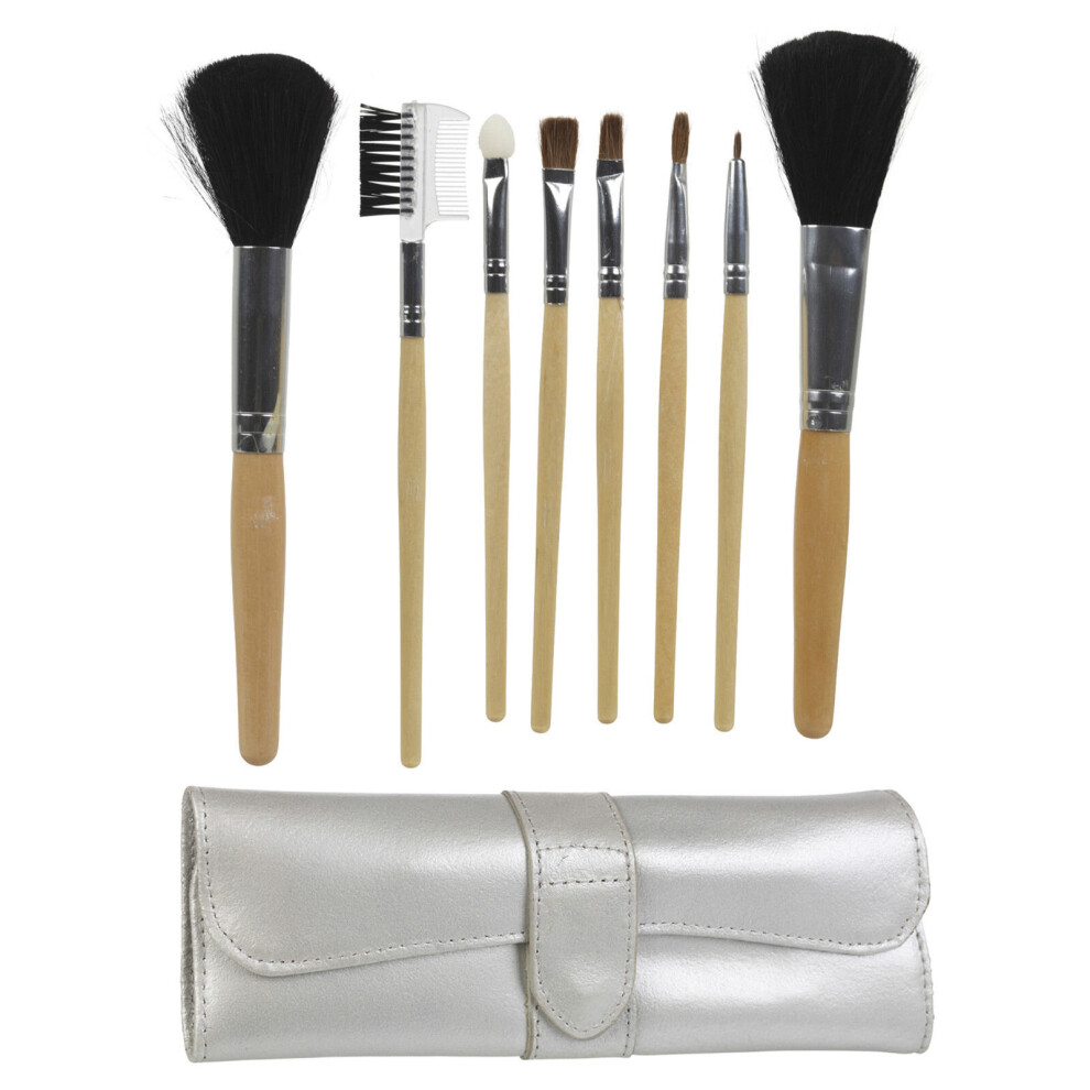 8 Piece Leather Professional Makeup Eye Liner Brushes Tools Set + Case