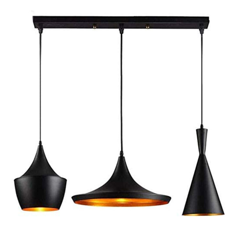 Modern Industrial Pendant Lamp Retro Vintage Ceiling Lamp 3 Heads Metal Chandelier for Loft Coffee Bar Kitchen Black