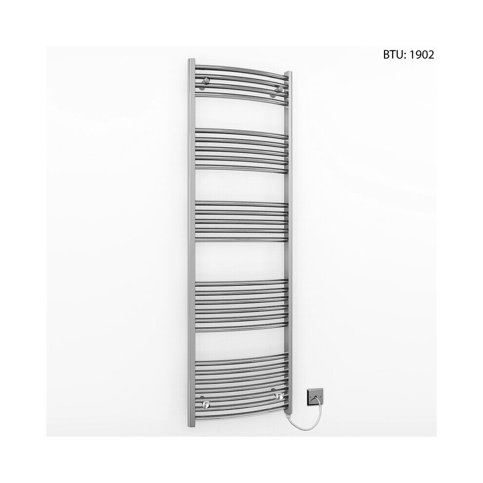 (600 X 1600Mm (Btu: 1902)) Curved Chrome Electric Towel Rail Radiator 7427268763738