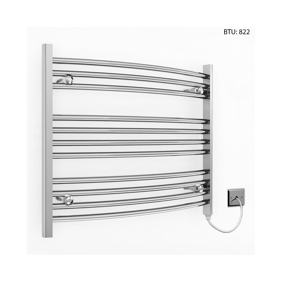 (700 X 600Mm (Btu: 822)) Curved Chrome Electric Towel Rail Radiator 7427268763745