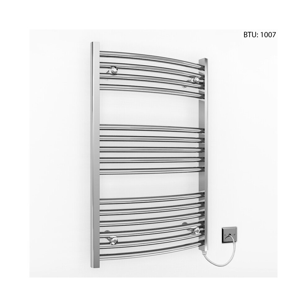 ( 600 X 800Mm (Btu: 1007)) Curved Chrome Electric Towel Rail Radiator 7427268763684